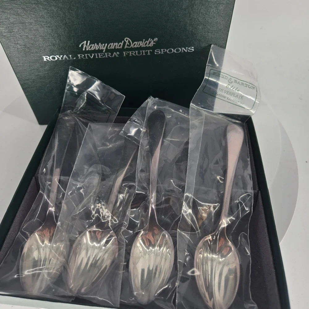 Harry and David‎ Royal Riviera Fruit Spoons Reed & Barton Silverplate Set of 4